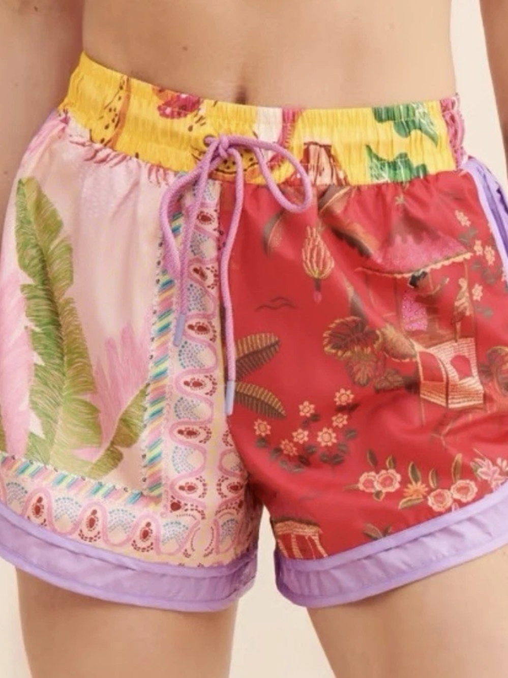 FARM Rio Mixed Scarves Nylon Shorts In Xs - Picture 2 of 3